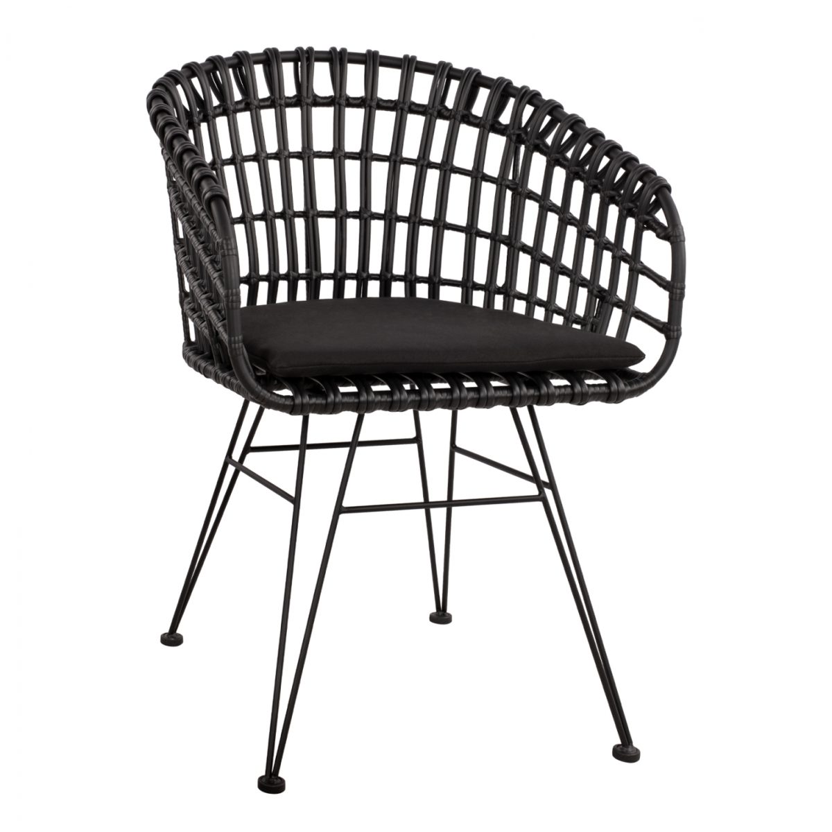 ΠΟΛΥΘΡΟΝΑ ΤΥΠΟΥ ΦΩΛΙΑ ΜΕΤΑΛΛΙΚΗ ALLEGRA HM5456.02 ΜΕ WICKER ΜΑΥΡΟ 59Χ56,5Χ83Υ εκ. 1