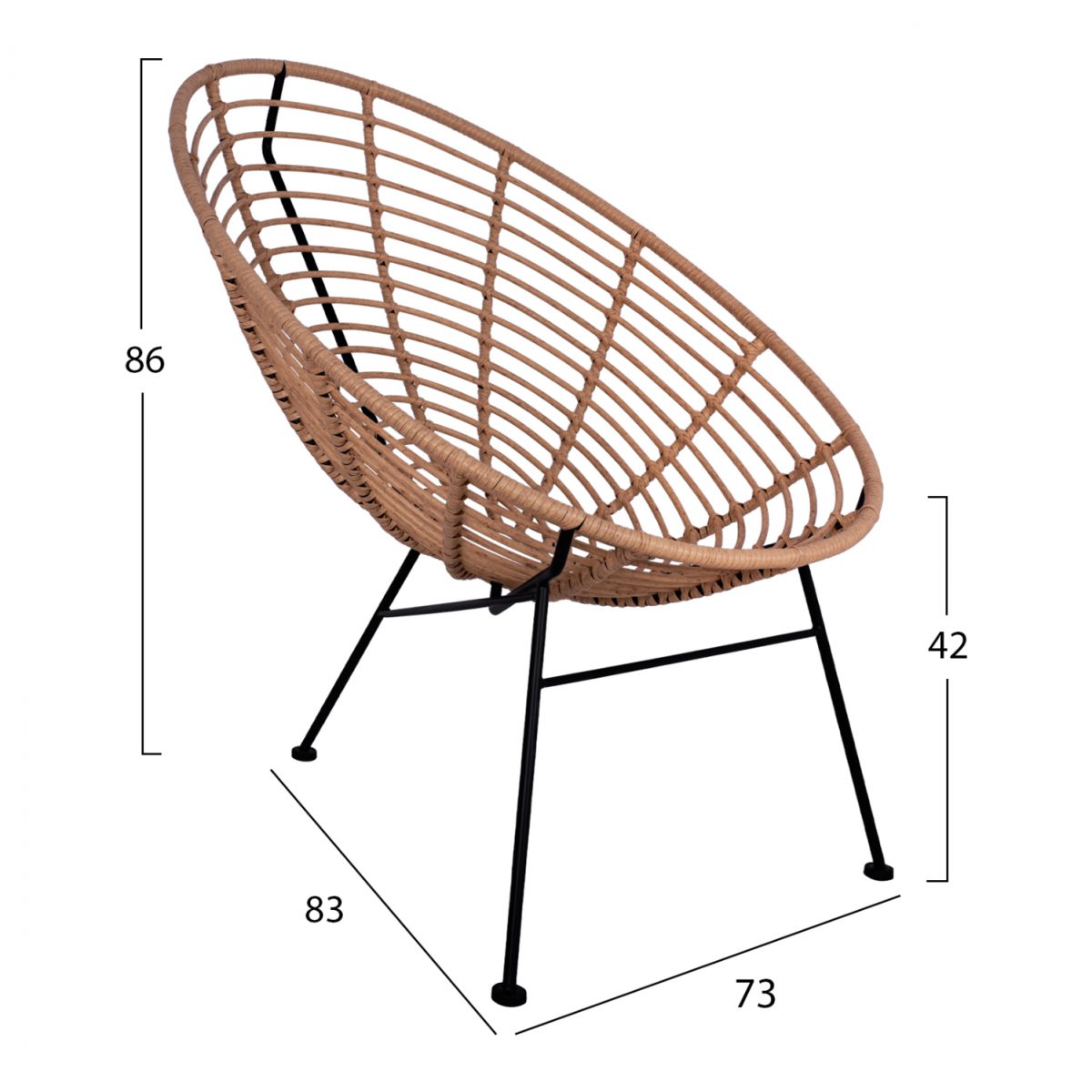 ΠΟΛΥΘΡΟΝΑ ΤΥΠΟΥ ΦΩΛΙΑ ΜΕΤΑΛΛΙΚΗ ALLEGRA HM5458 ΜΕ WICKER ΜΠΕΖ 73x83x86Υ εκ. 2