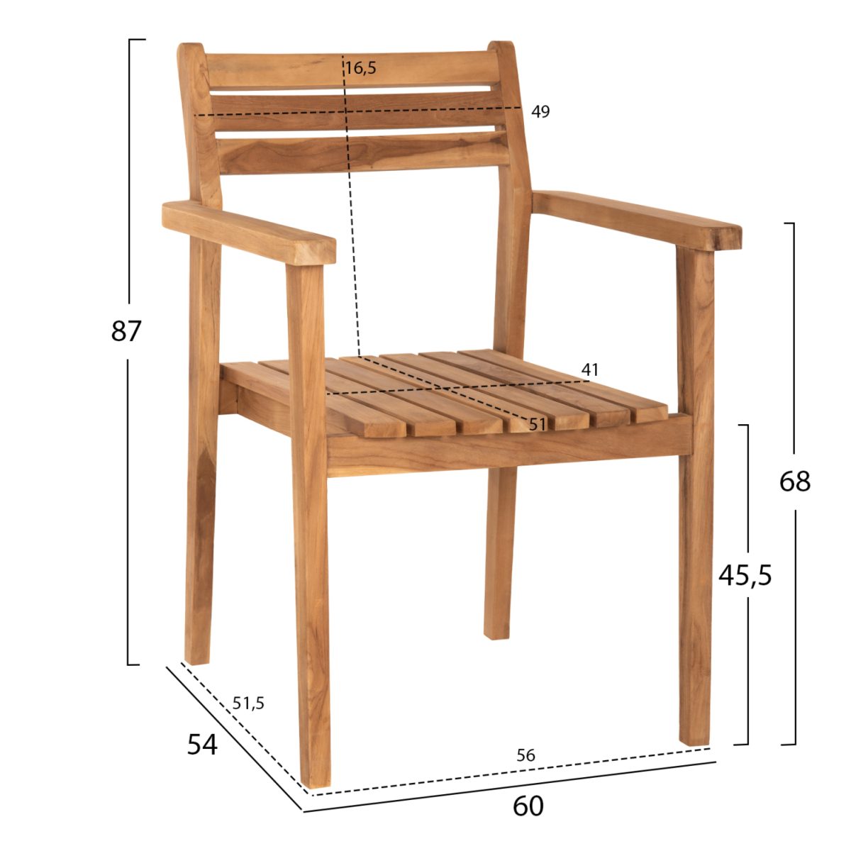 ΠΟΛΥΘΡΟΝΑ ERIETTA ΞΥΛΟ TEAK ΣΤΟΙΒΑΖΟΜΕΝΗ HM9534 ΣΕ ΦΥΣΙΚΟ ΧΡΩΜΑ 60x54x87Y εκ. 2