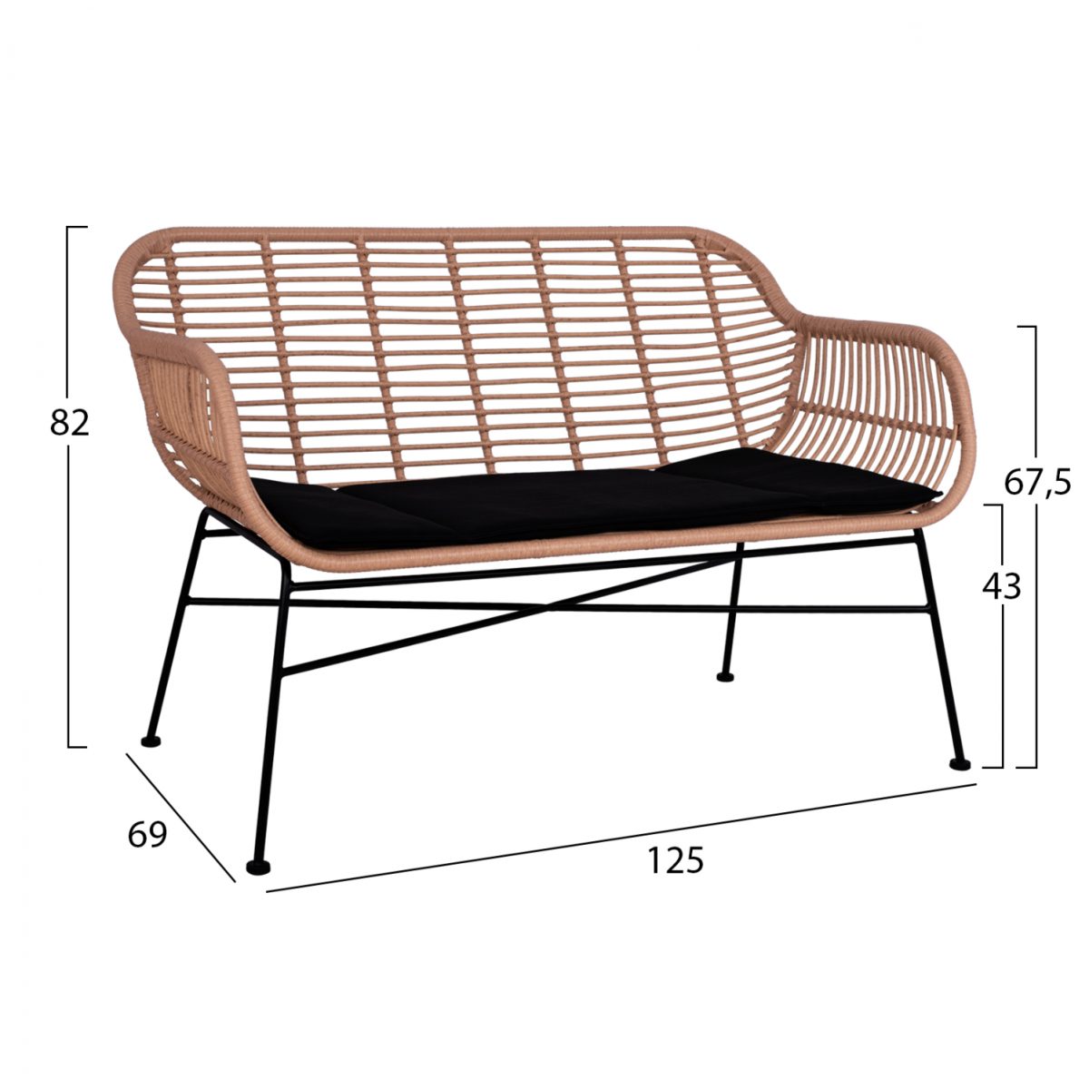 ΣΕΤ ΣΑΛΟΝΙ 4ΤΜΧ ALLEGRA HM5460 ΜΕΤΑΛΛΟ & WICKER ΣΕ ΜΠΕΖ ΧΡΩΜΑ 2