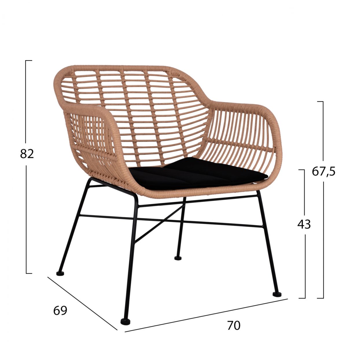 ΣΕΤ ΣΑΛΟΝΙ 4ΤΜΧ ALLEGRA HM5460 ΜΕΤΑΛΛΟ & WICKER ΣΕ ΜΠΕΖ ΧΡΩΜΑ 3