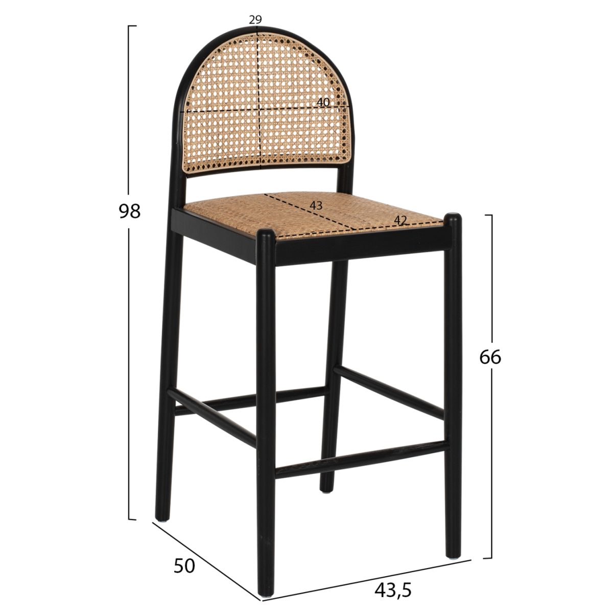 ΣΚΑΜΠΟ ΑΠΟ ΟΞΙΑ-RATTAN ΑΨΙΔΑ ΠΛΑΤΗ ΜΑΥΡΟ 43,5x50x98ΥεκHM9408.02 2