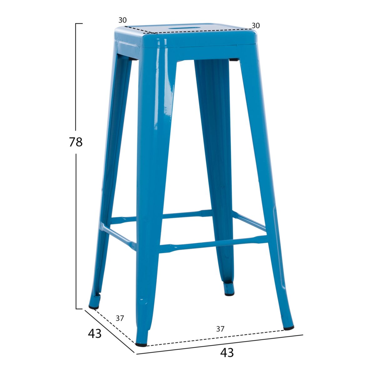 ΣΚΑΜΠΟ BAR ΜΕΤΑΛΛΙΚΟ MELITA ΣΕ ΜΠΛΕ HM8642.08 43x43x78 εκ. 2