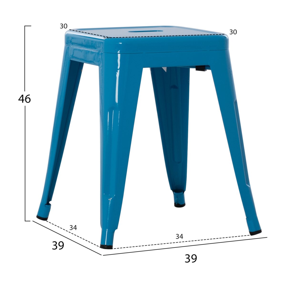 ΣΚΑΜΠΩ ΜΕΤΑΛΛΙΚΟ HM0096.08 MELITA ΣΕ ΜΠΛΕ 39x39x46 εκ. 2