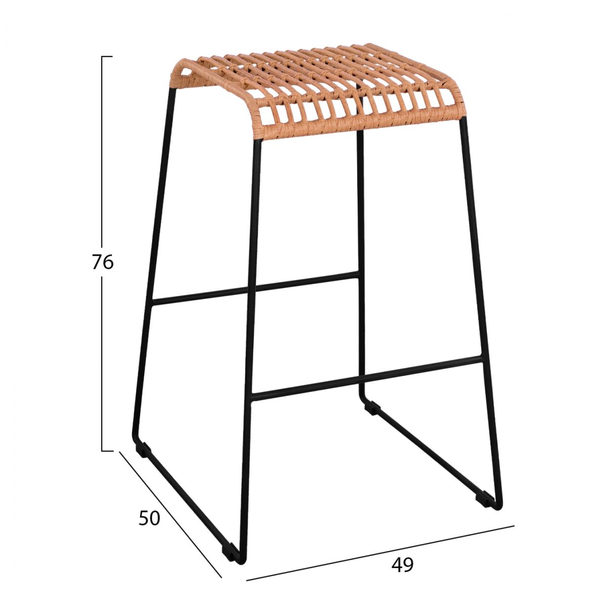 ΣΚΑΜΠΟ ΜΕΤΑΛΛΙΚΟ ALLEGRA HM5641 ΜΕ WICKER ΣΕ ΜΠΕΖ ΑΠΟΧΡΩΣΗ 49x50x76 εκ. 2