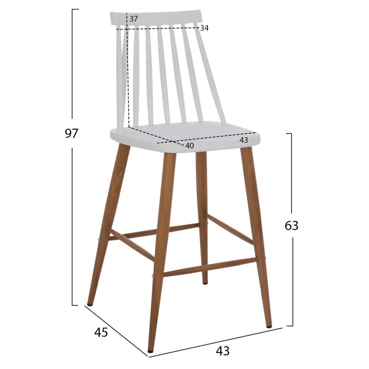 ΣΚΑΜΠΟ ΜΠΑΡ VANESSA HM9300.01 ΛΕΥΚΟ ΜΕΣΑΙΟΥ ΥΨΟΥΣ 43x45x97Υεκ. 2