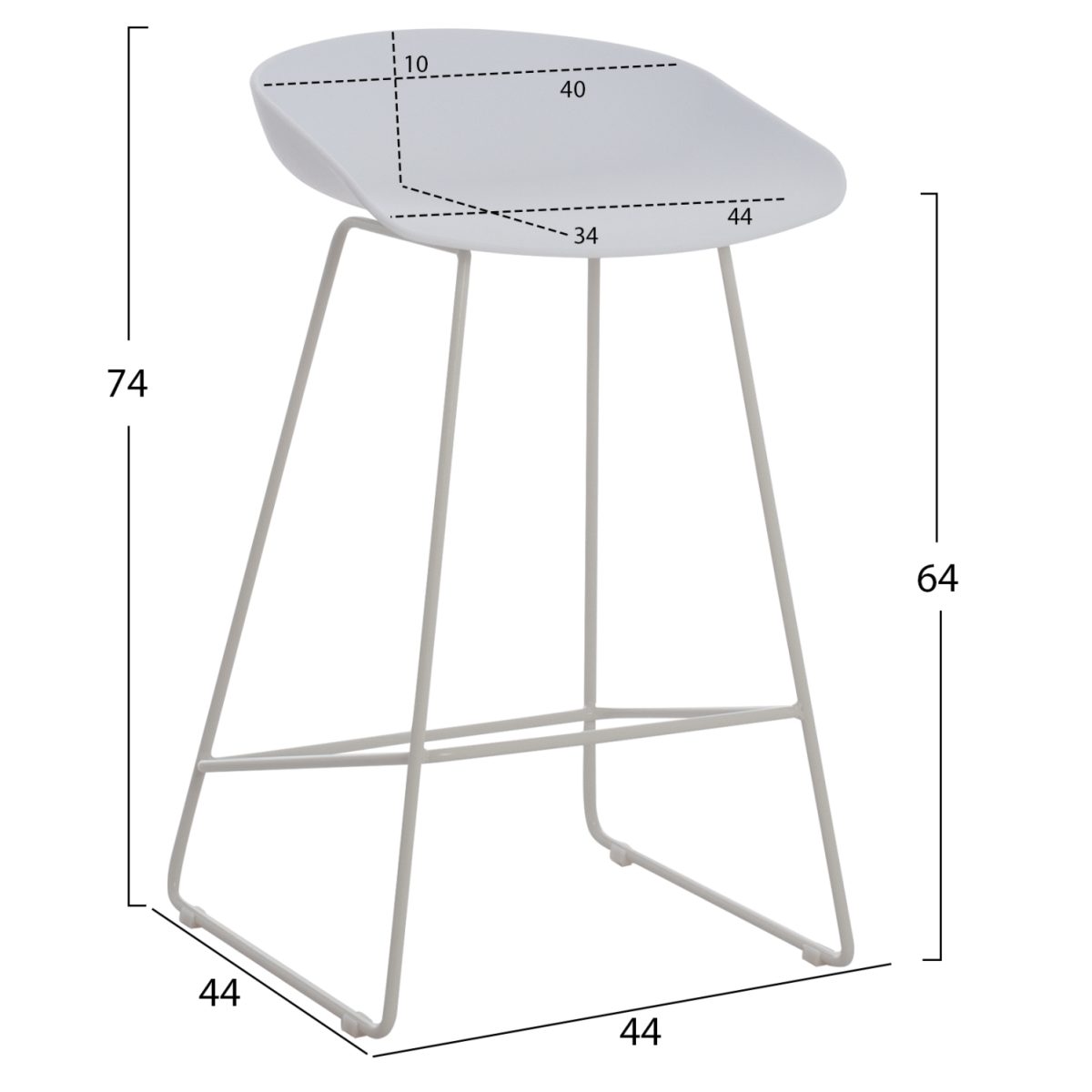 ΣΚΑΜΠΟ ΜΠΑΡ NAILA HM9299.01 ΛΕΥΚΟ ΜΕΣΑΙΟΥ ΥΨΟΥΣ 44x44x74Yεκ. 2