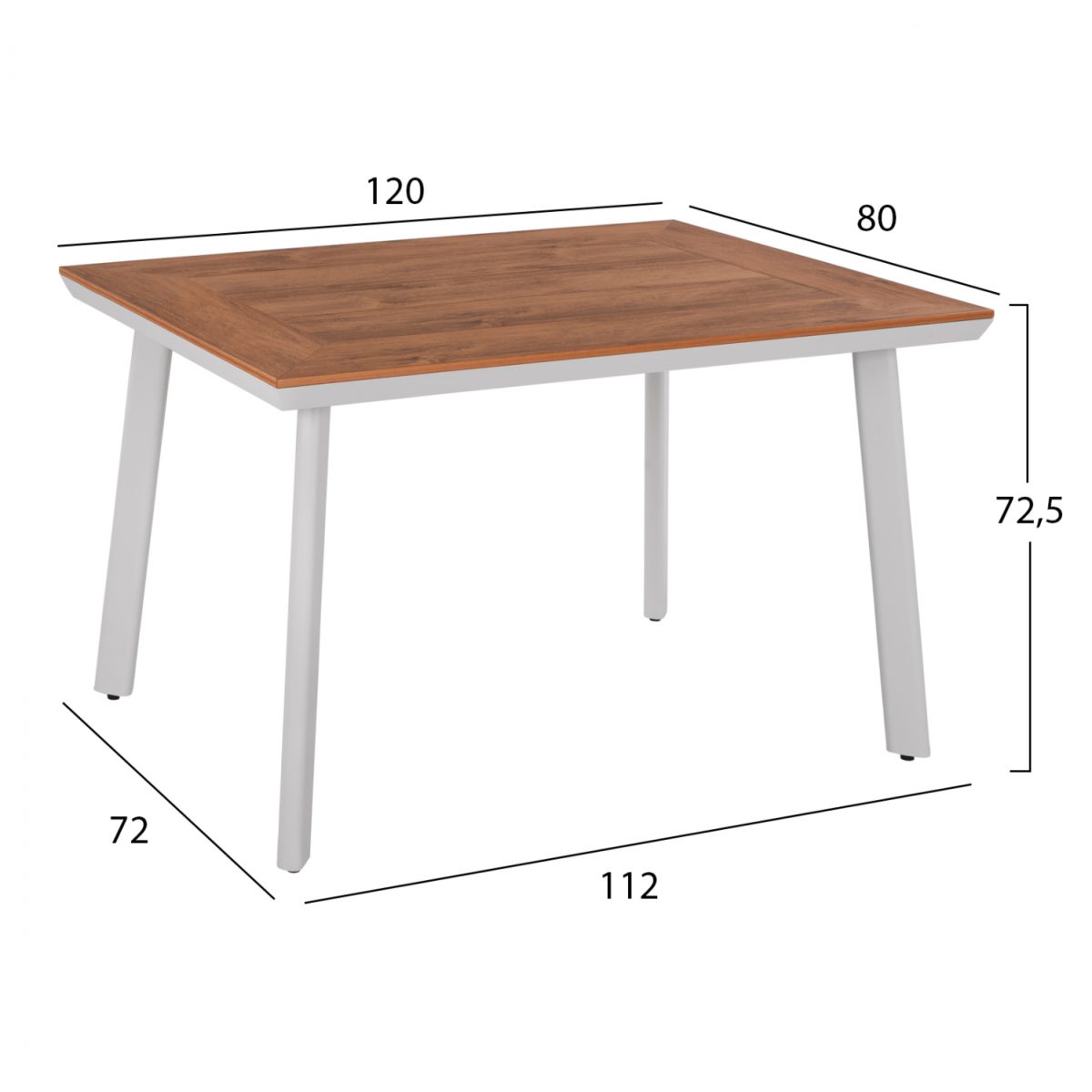 ΤΡΑΠΕΖΙ ΑΛΟΥΜΙΝΙΟΥ TABER ΜΕ POLYWOOD ΛΕΥΚΟ 120x80x72,5Υ εκ. HM5562.01 2