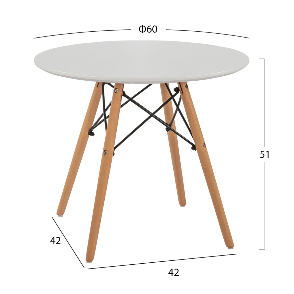 ΤΡΑΠΕΖΙ MINIMAL KID HM8451.01 ΣΤΡΟΓΓYΛΟ Φ60X51Υ ΛΕΥΚΟ 2