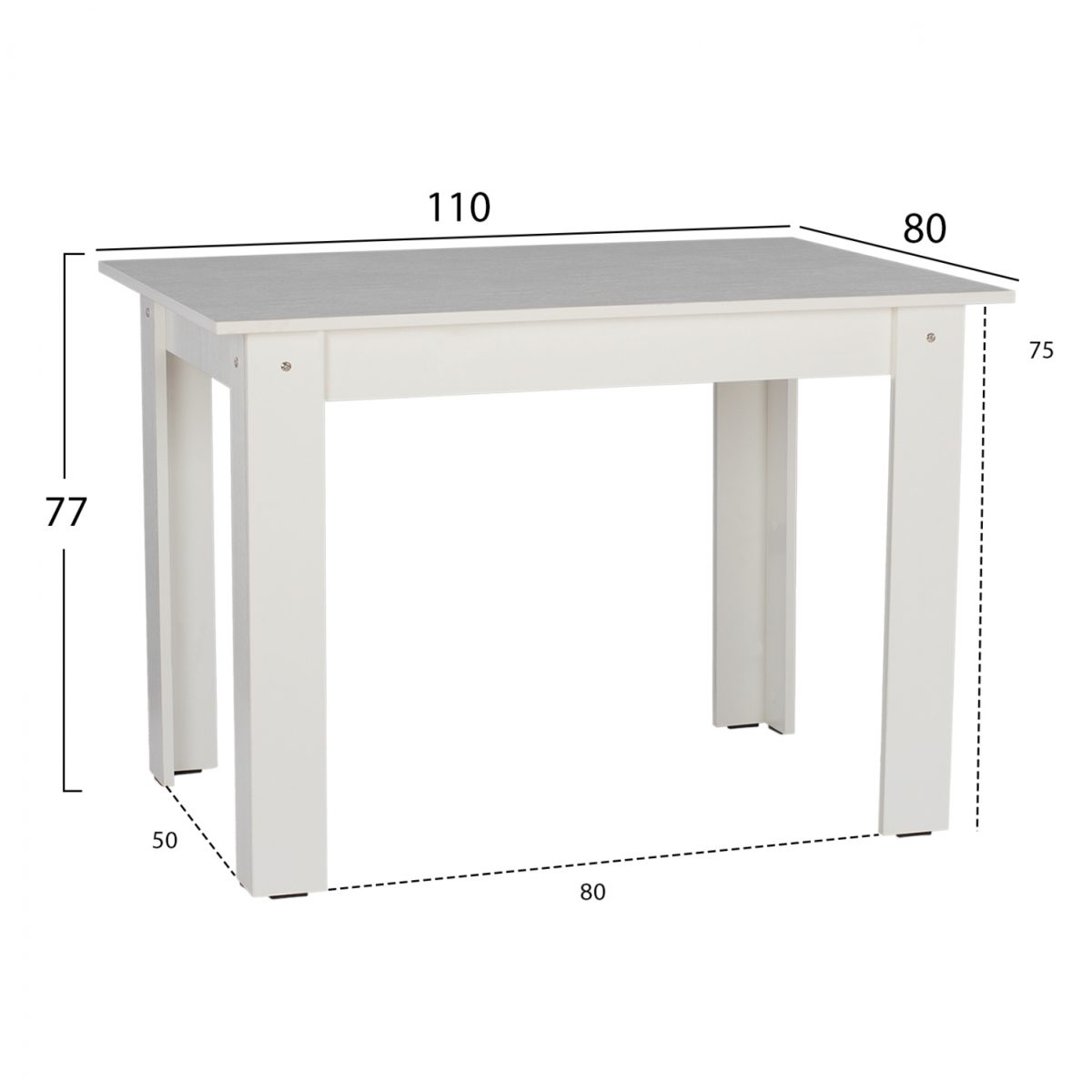 ΤΡΑΠΕΖΙ ΚΟΥΖΙΝΑΣ 110x80x77Υεκ. ΛΕΥΚΟ HM2428.03 2