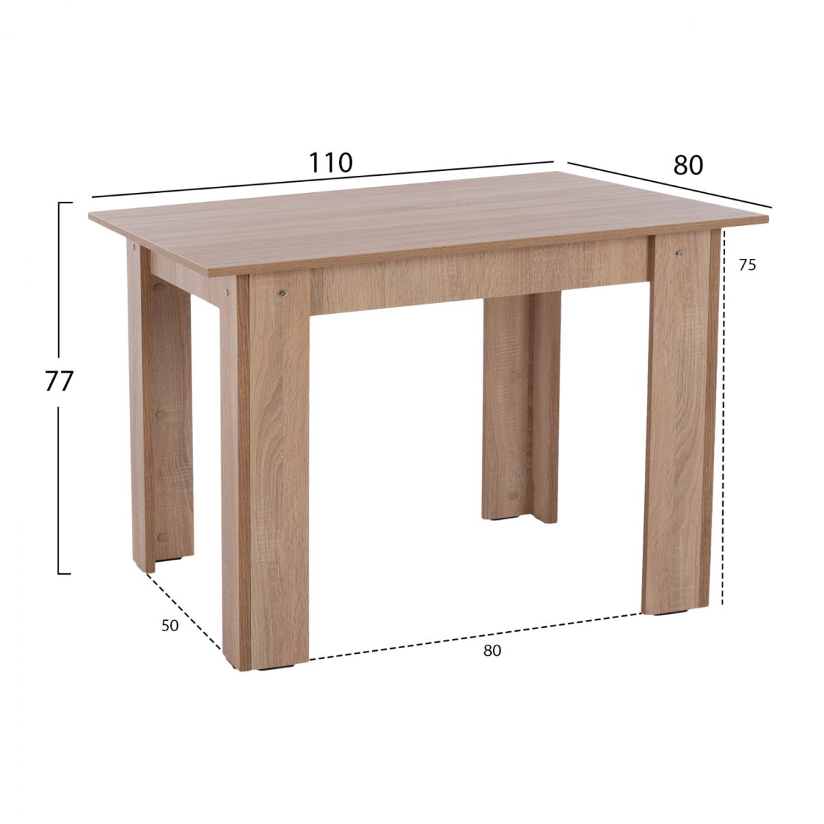 ΤΡΑΠΕΖΙ ΚΟΥΖΙΝΑΣ HM2428.01 KELVIN SONOMA OAK 110x80x77Υεκ. 2