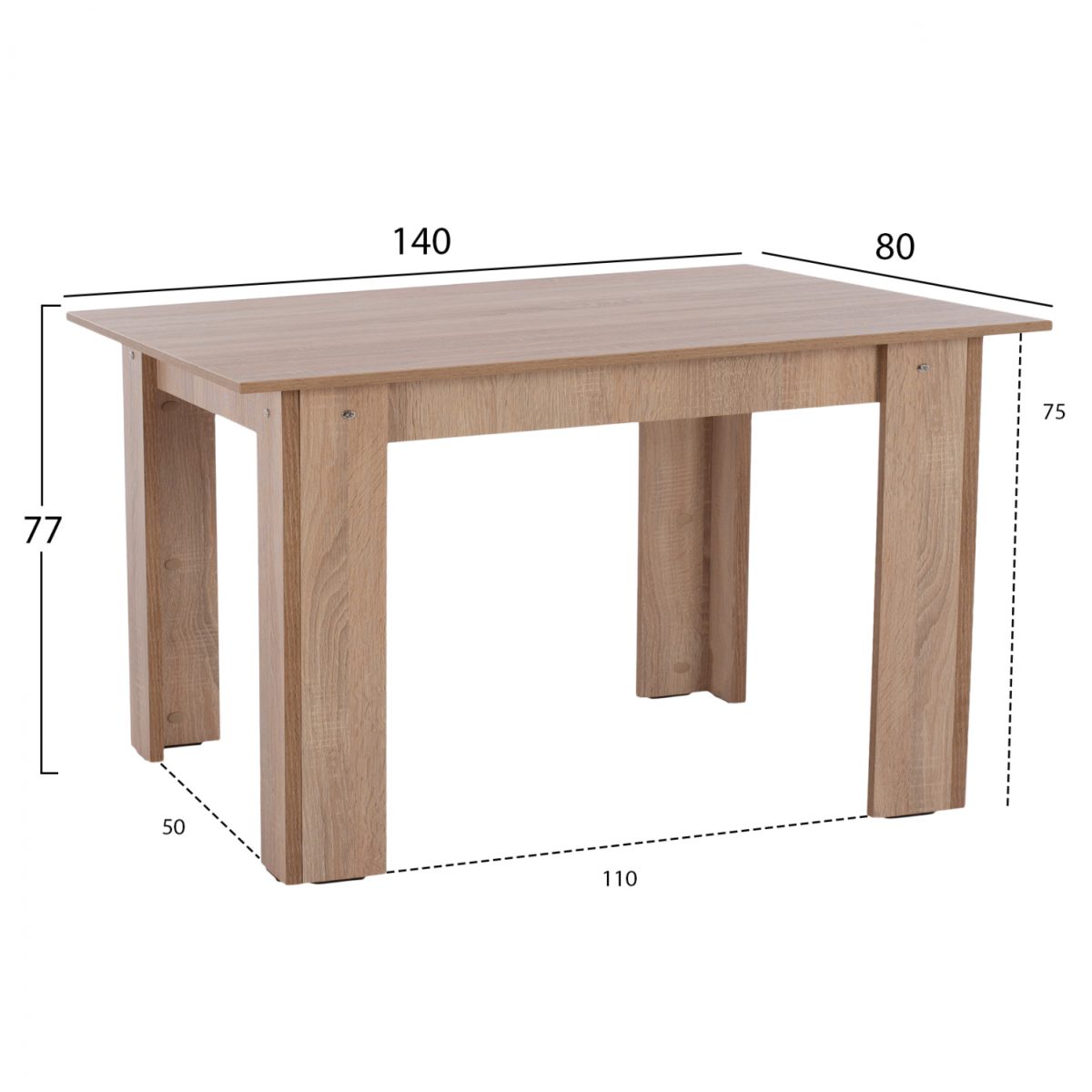 ΤΡΑΠΕΖΙ ΚΟΥΖΙΝΑΣ 140x80x77Υεκ. SONAMA OAK HM2429.01 2