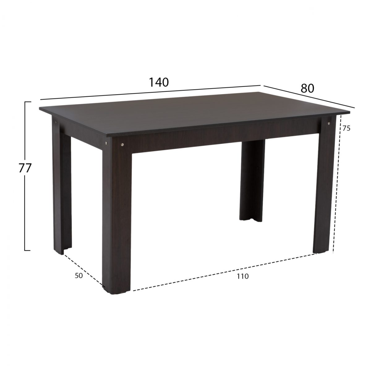 ΤΡΑΠΕΖΙ ΚΟΥΖΙΝΑΣ KELVIN 140x80x77Υεκ. WENGE HM2429.02 2