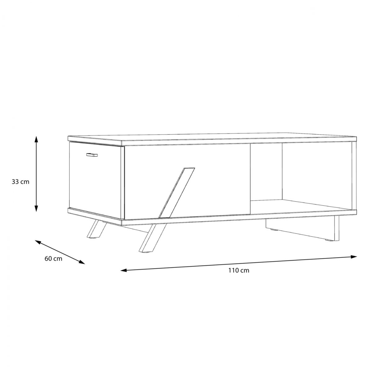 ΤΡΑΠΕΖΙ ΣΑΛΟΝΙΟΥ OTTO HM8815 ΣΤΑΧΤΙ ΜΑΥΡΟ 110x60x33 εκ. 3