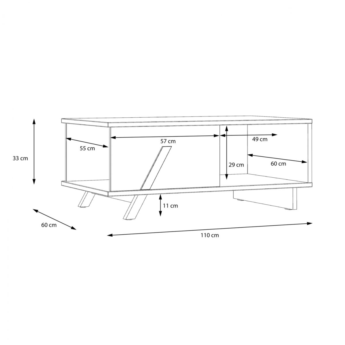 ΤΡΑΠΕΖΙ ΣΑΛΟΝΙΟΥ OTTO HM8815 ΣΤΑΧΤΙ ΜΑΥΡΟ 110x60x33 εκ. 4