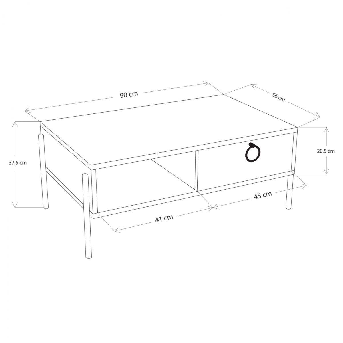 ΤΡΑΠΕΖΙ ΣΑΛΟΝΙΟΥ ΜΑΥΡΟ ΚΑΡΥΔΙ HM9247.04 90x56x37,5 εκ. 2