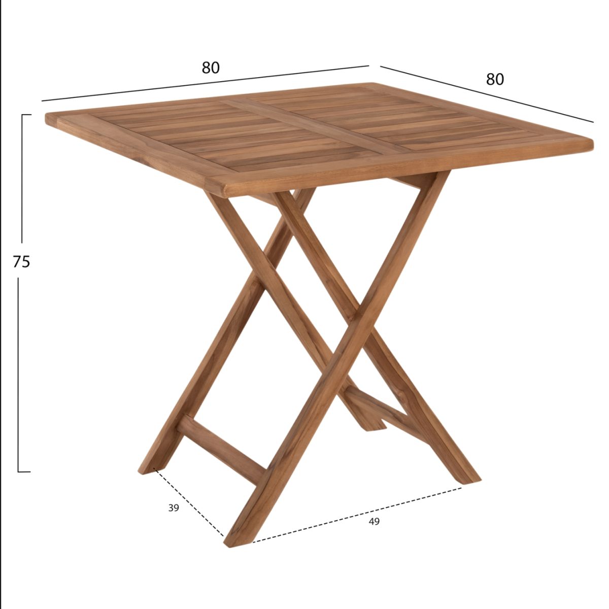 ΤΡΑΠΕΖΙ ΤΕΤΡΑΓΩΝΟ KENDALL ΠΤΥΣΣΟΜΕΝΟ HM9544 TEAK ΣΕ ΦΥΣΙΚΟ ΧΡΩΜΑ 80x80x75Yεκ. 2