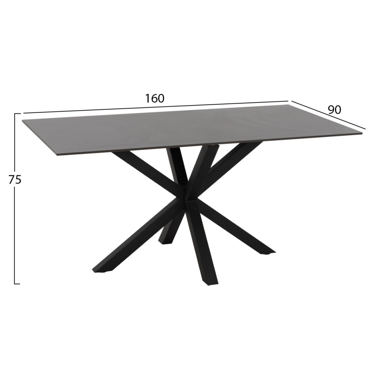 ΤΡΑΠΕΖΙ ΤΡΑΠΕΖΑΡΙΑΣ SYNTEC HM9308.01 SINTERED STONE ΜΑΥΡΟ ΜΕΤΑΛΛΙΚΑ ΠΟΔΙΑ 160x90x75Y εκ. 2