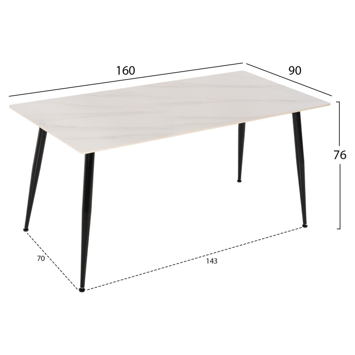 ΤΡΑΠΕΖΙ ΤΡΑΠΕΖΑΡΙΑΣ SINTERED STONE TOM HM8588.02 WHITE MARBLE 160x90x76Y εκ. 2