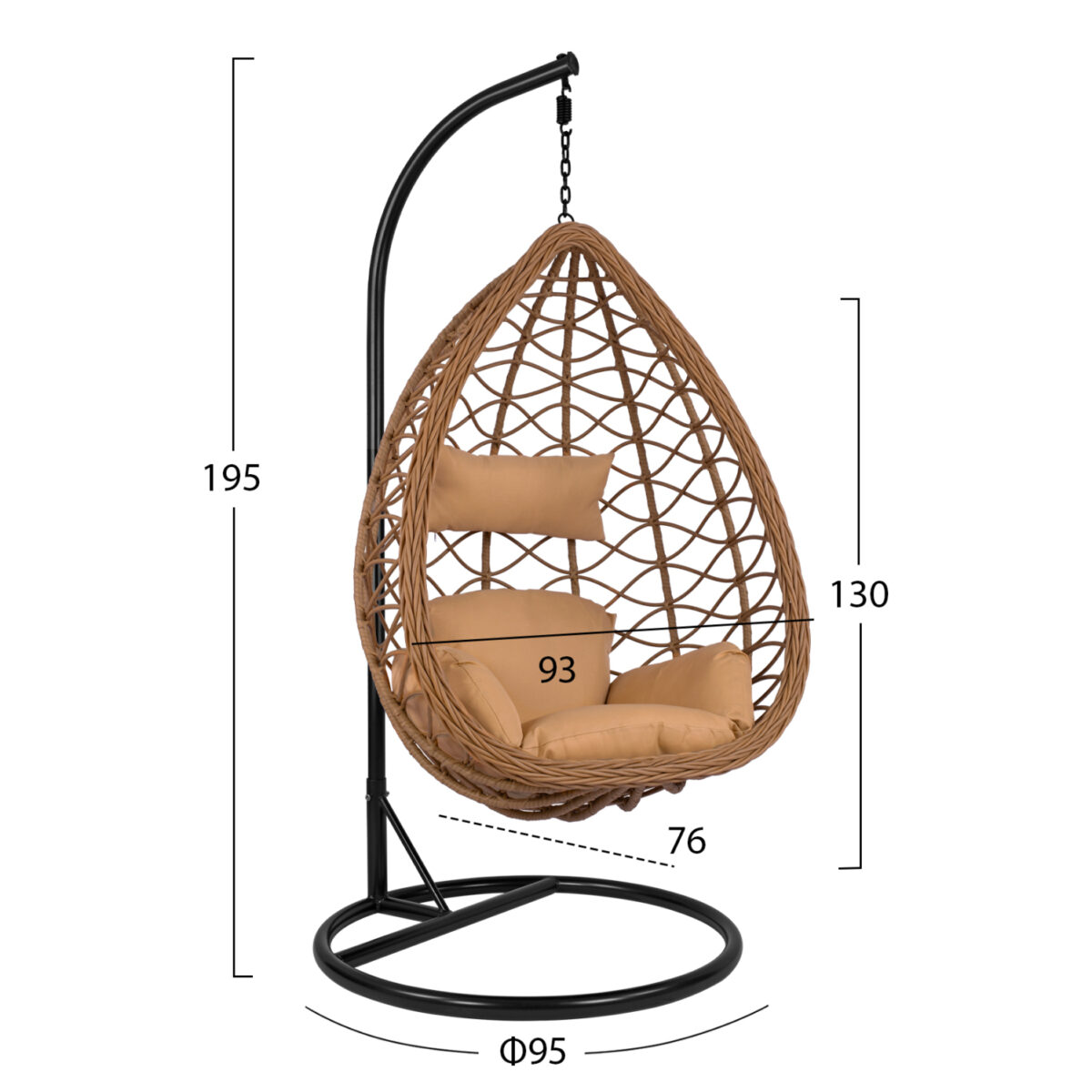 ΚΡΕΜΑΣΤΗ ΠΟΛΥΘΡΟΝΑ ΦΩΛΙΑ CATALINA HM5677.01 ΜΕ ΜΠΕΖ WICKER & ΜΑΞΙΛΑΡΙΑ Φ95Χ195Υ εκ. 2