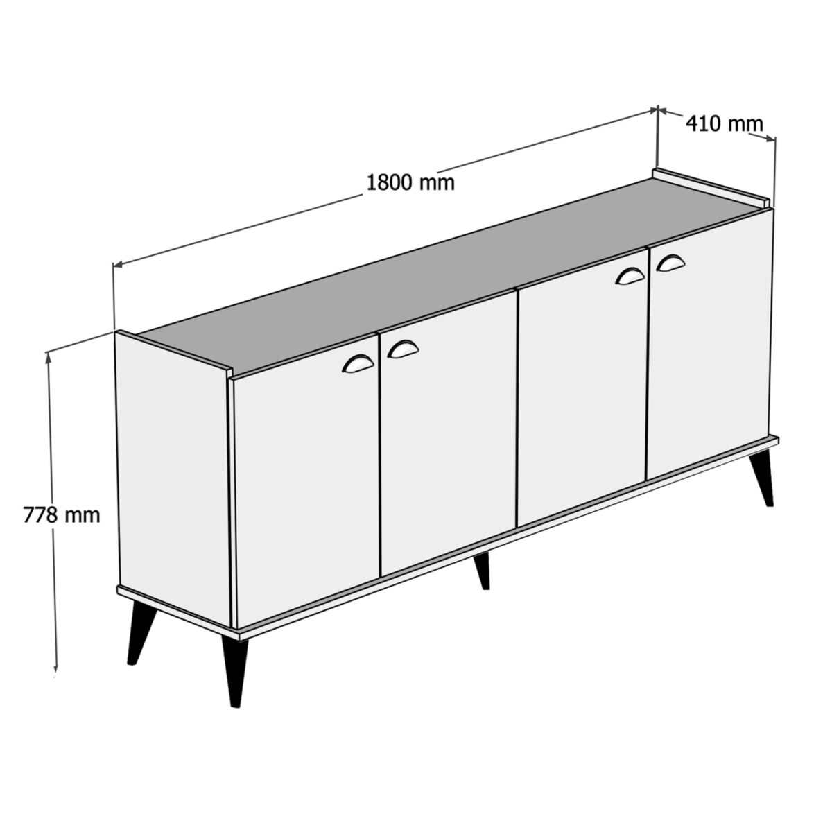 ΜΠΟΥΦΕΣ ΜΕΛΑΜΙΝΗΣ HM9045.01 NATURAL WOOD - ΜΑΥΡΟ ΜΑΡΜΑΡΟ 180x41x77,8Y εκ. 2