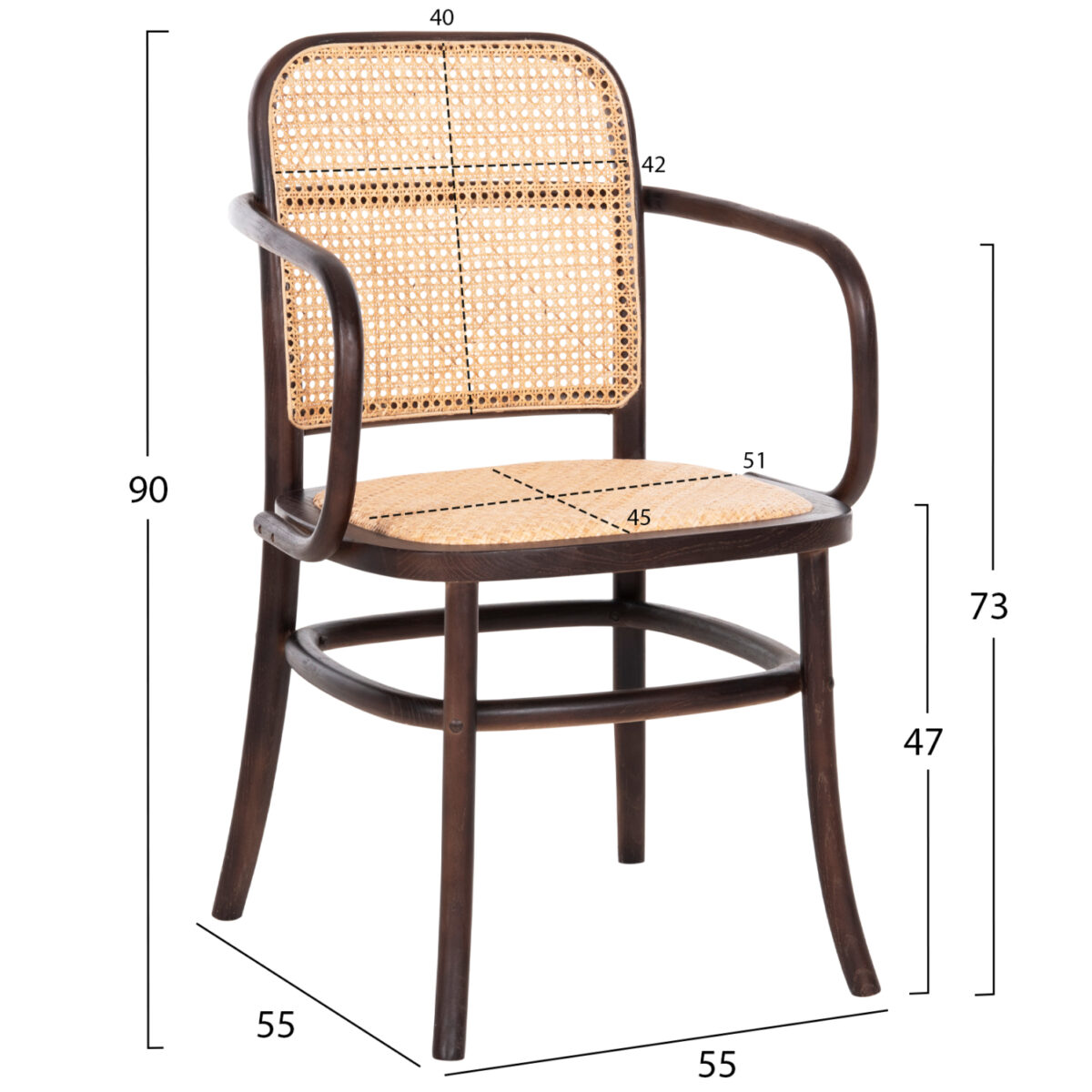 ΠΟΛΥΘΡΟΝΑ VAIANA HM8748 ΞΥΛΟ ΟΞΙΑΣ ΣΕ ΚΑΦΕ-ΠΛΕΞΗ RATTAN ΣΕ ΦΥΣΙΚΟ 55x55x90Yεκ 2