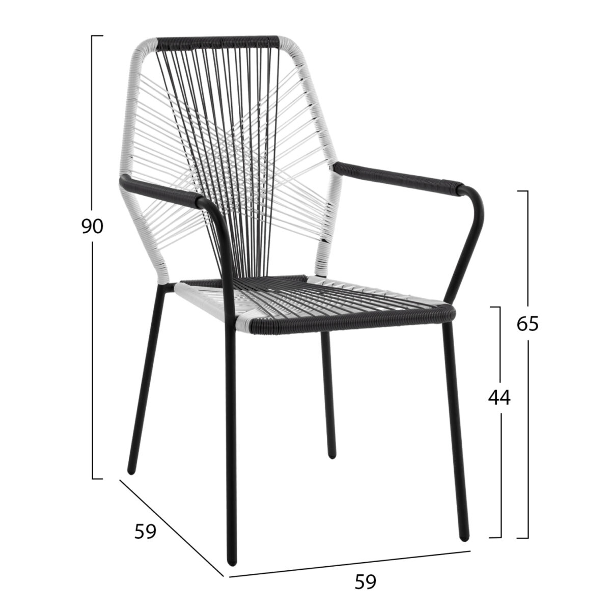 ΠΟΛΥΘΡΟΝΑ ΜΕΤΑΛΛΙΚΗ HM5490 ΜΕ WICKER ΛΕΥΚΟ-ΓΚΡΙ 59x59x90 cm 2