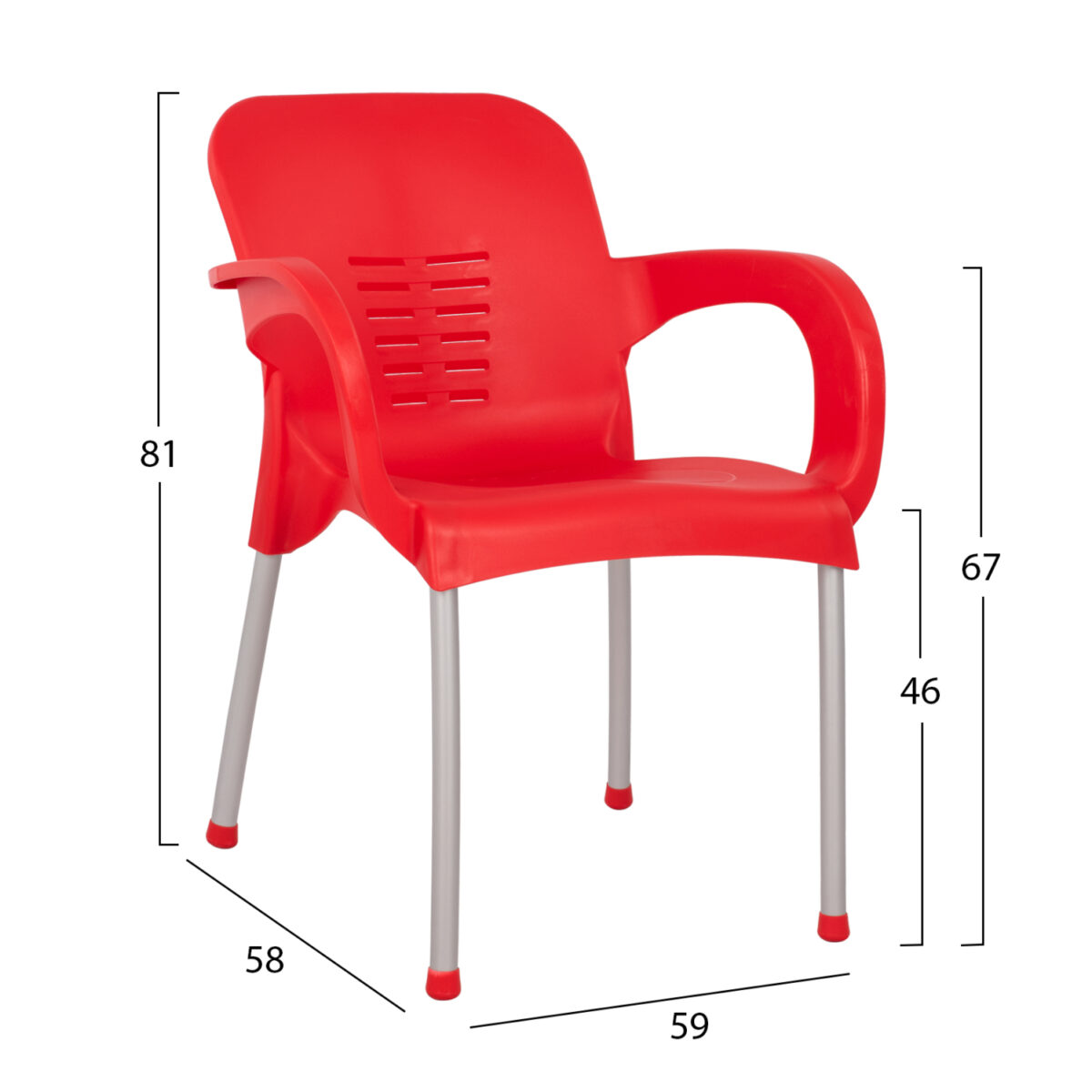 ΠΟΛΥΘΡΟΝΑ ΠΟΛΥΠΡΟΠΥΛΕΝΙΟΥ KAREK HM5592.04 ΧΡΩΜΑ ΚΟΚΚΙΝΟ ΜΕ ΠΟΔΙ ΑΛΟΥΜΙΝΙΟΥ 59x58x81Y εκ. 2