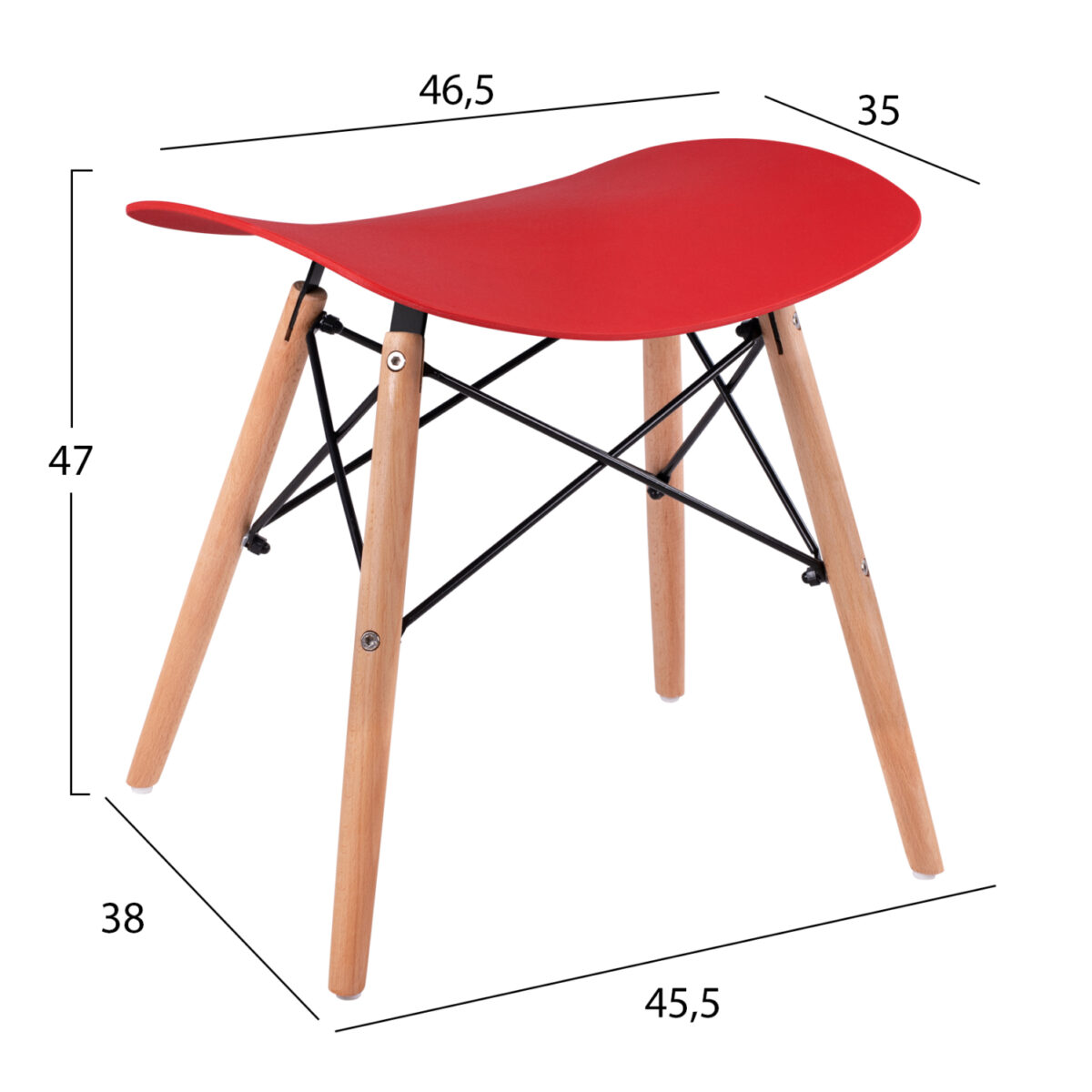 ΣΚΑΜΠΩ ΞΥΛΙΝΑ ΠΟΔΙΑ ΤΟΝΙΑ HM0109.04 KOKKINO 46,5x35x47 εκ. 2