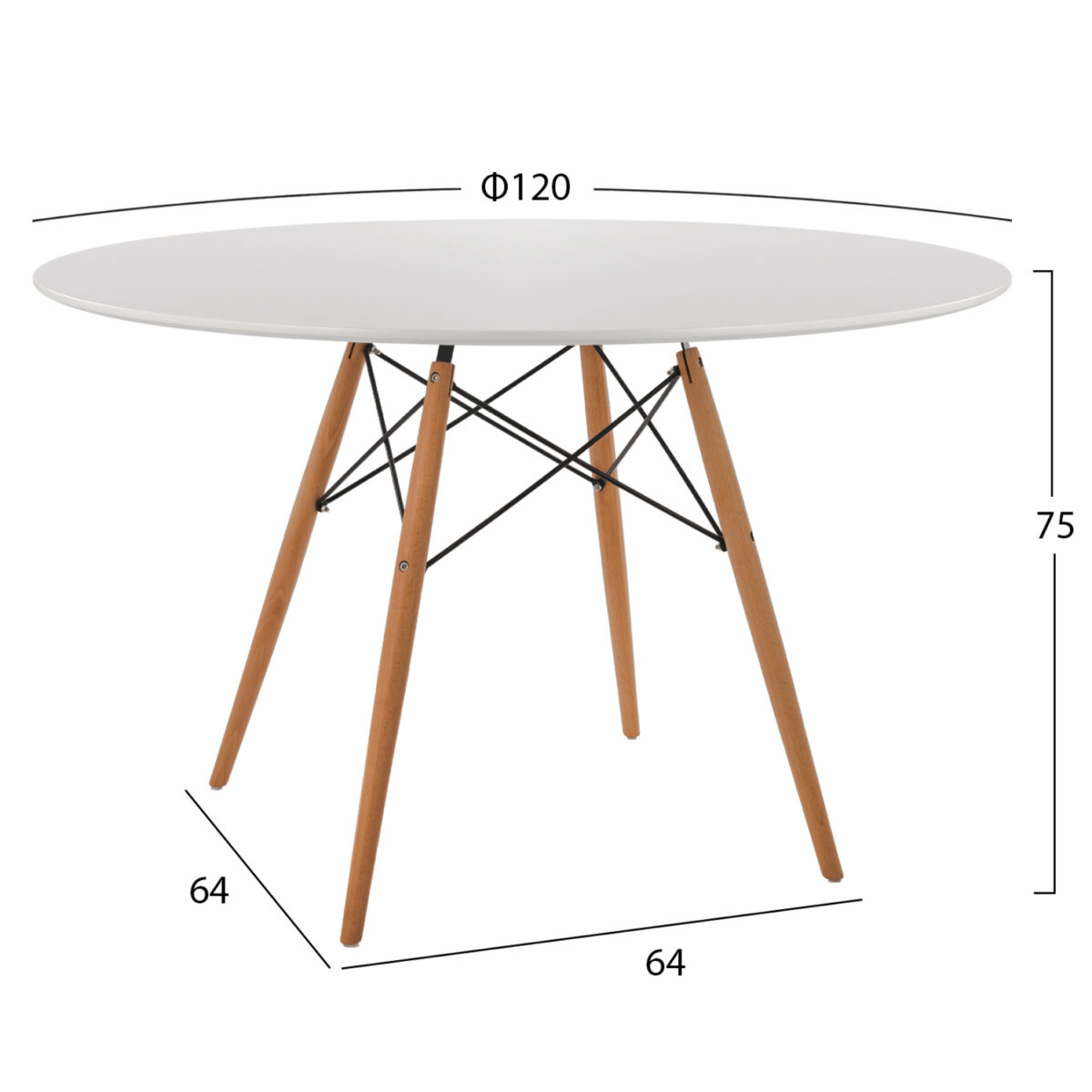 ΤΡΑΠΕΖΙ MINIMAL ΣΤΡΟΓΓΥΛΟ HM8454.01 MDF ΣΕ ΛΕΥΚΟ-ΠΟΔΙΑ ΟΞΙΑΣ ΣΕ ΦΥΣΙΚΟ Φ120Χ75Υεκ. 2