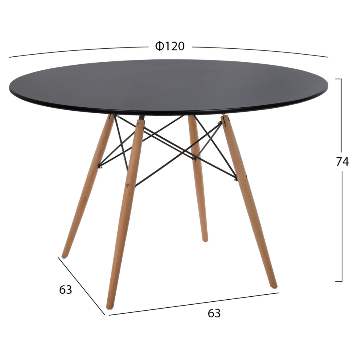 ΤΡΑΠΕΖΙ MINIMAL ΣΤΡΟΓΓΥΛΟ HM8454.02 MDF ΣΕ ΜΑΥΡΟ-ΠΟΔΙΑ ΟΞΙΑΣ ΣΕ ΦΥΣΙΚΟ Φ120Χ74Υεκ. 2