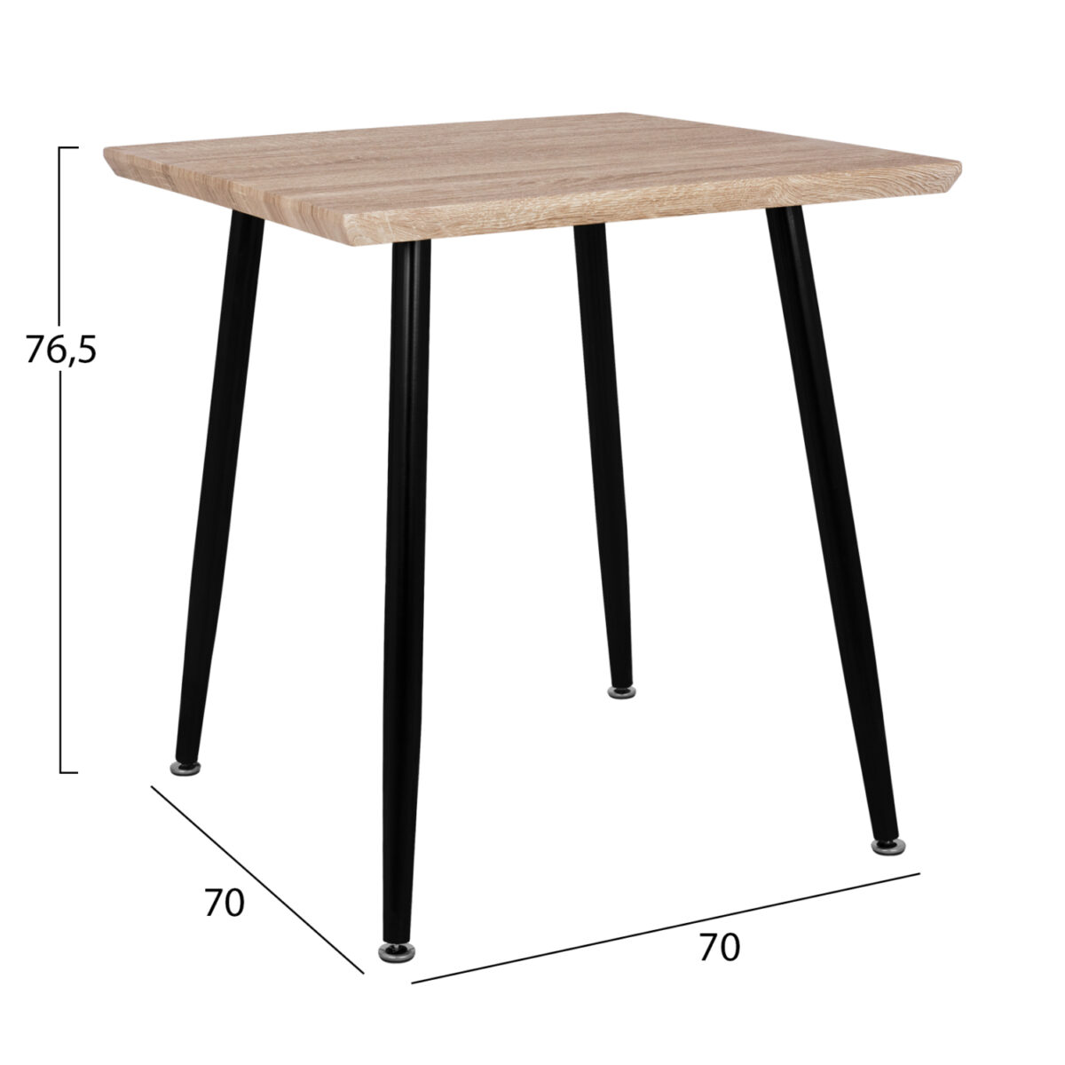 ΤΡΑΠΕΖΙ ΤΡΑΠΕΖΑΡΙΑΣ PALOMA HM8335.01, 70Χ70X76.5, SONOMA, ΜΑΥΡΑ ΠΟΔΙΑ 2