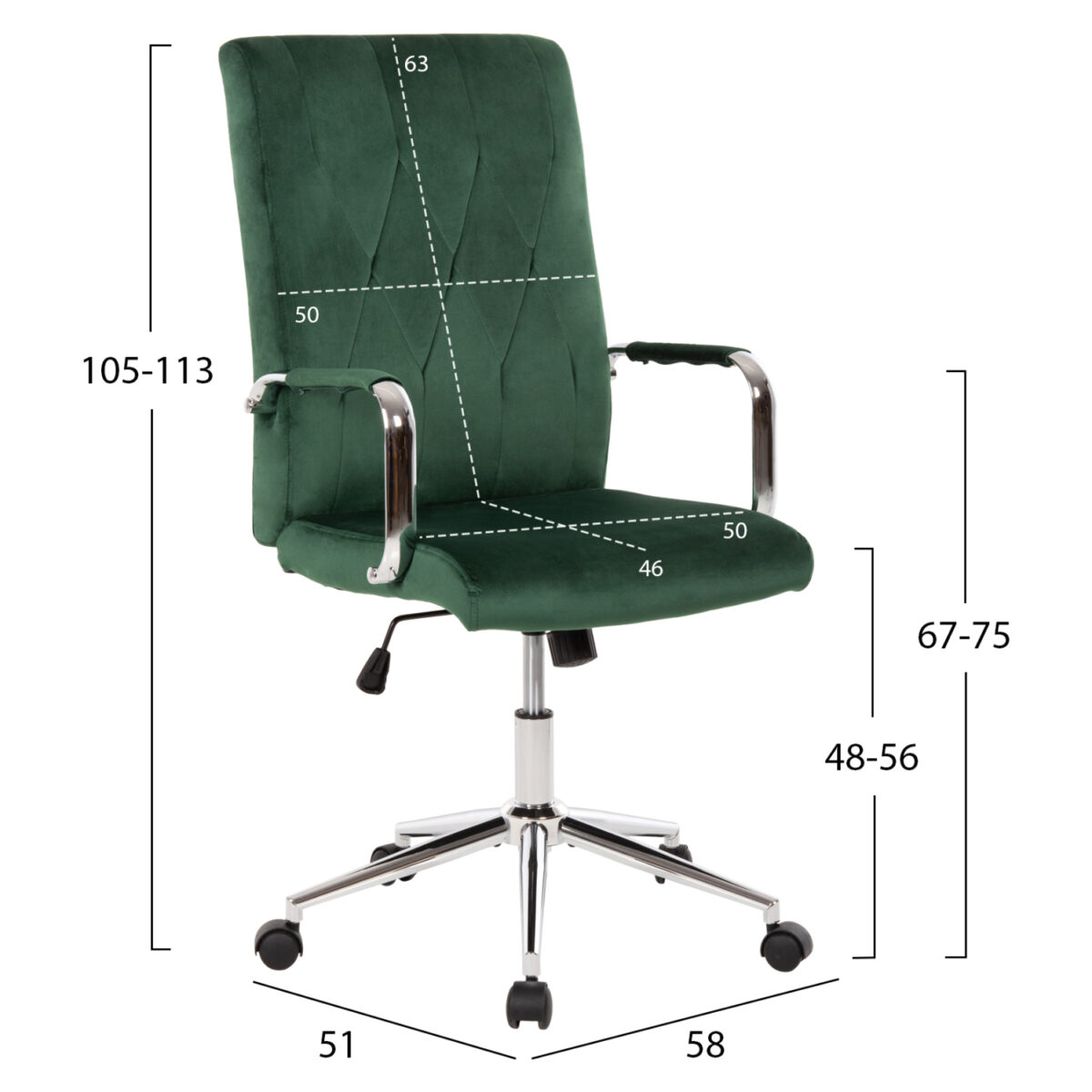 karekla-grafeioy-fb9118103-kyparissi-bel-1 ΚΑΡΕΚΛΑ ΓΡΑΦΕΙΟΥ JOSEF HM1181.03 ΚΥΠΑΡΙΣΣΙ ΒΕΛΟΥΔΟ-INOX ΒΑΣΗ 58x61x105-113Yεκ. 2