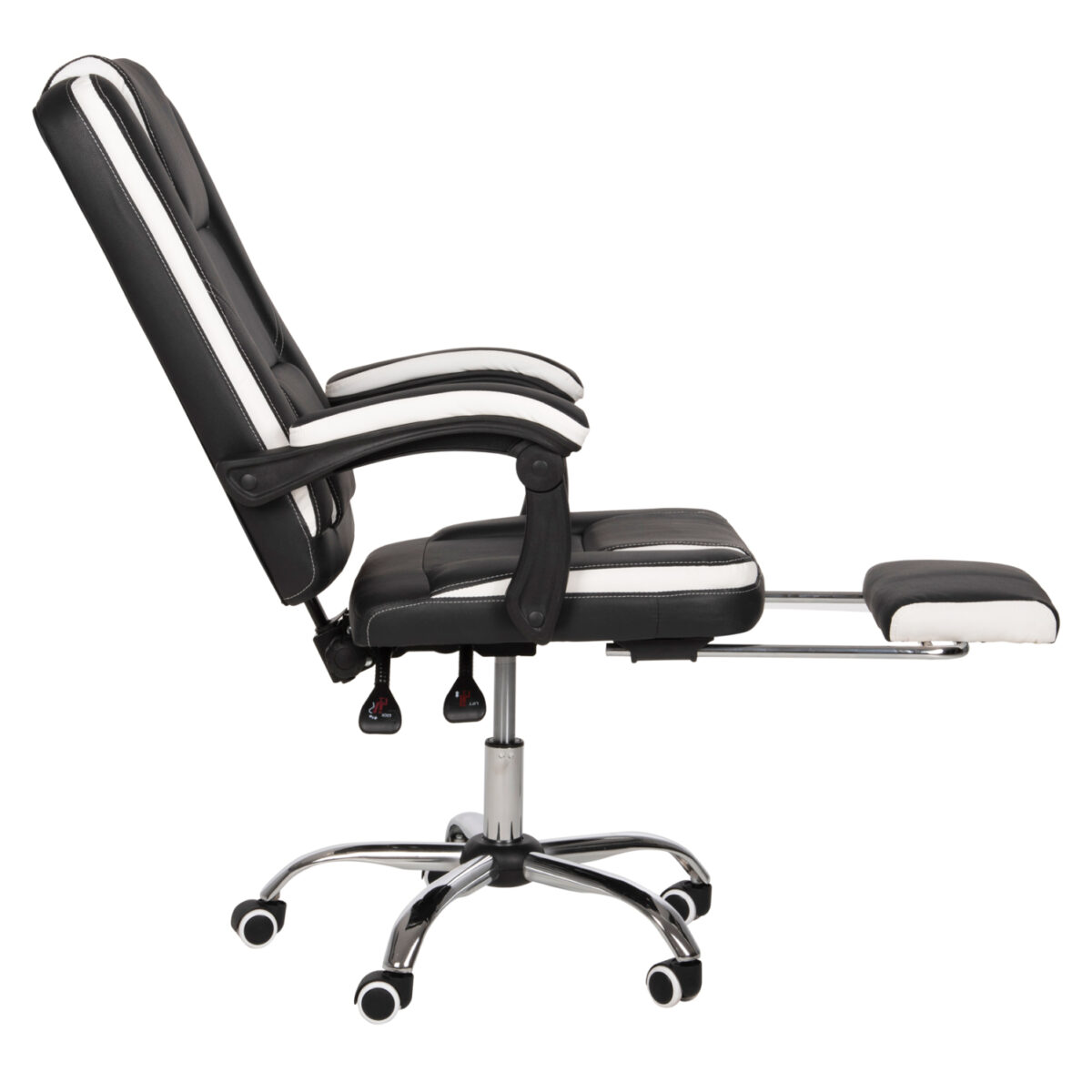 karekla-grafeioy-fb9119002-mayro-leyko-p-4 ΚΑΡΕΚΛΑ ΓΡΑΦΕΙΟΥ SEENA HM1190.02 ΜΑΥΡΟ-ΛΕΥΚΟ PU-ΠΤΥΣΣΟΜΕΝΟ ΥΠΟΠΟΔΙΟ 62x65x115Yεκ. 5