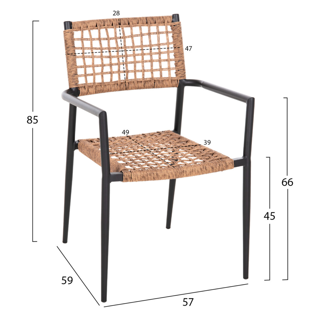 ΠΟΛΥΘΡΟΝΑ TRILAN HM6044.02 ΑΛΟΥΜΙΝΙΟ ΜΑΥΡΟ ΜΕ ΣΥΝΘΕΤΙΚΟ RATTAN ΦΥΣΙΚΟ 57x59x85Υεκ. 2