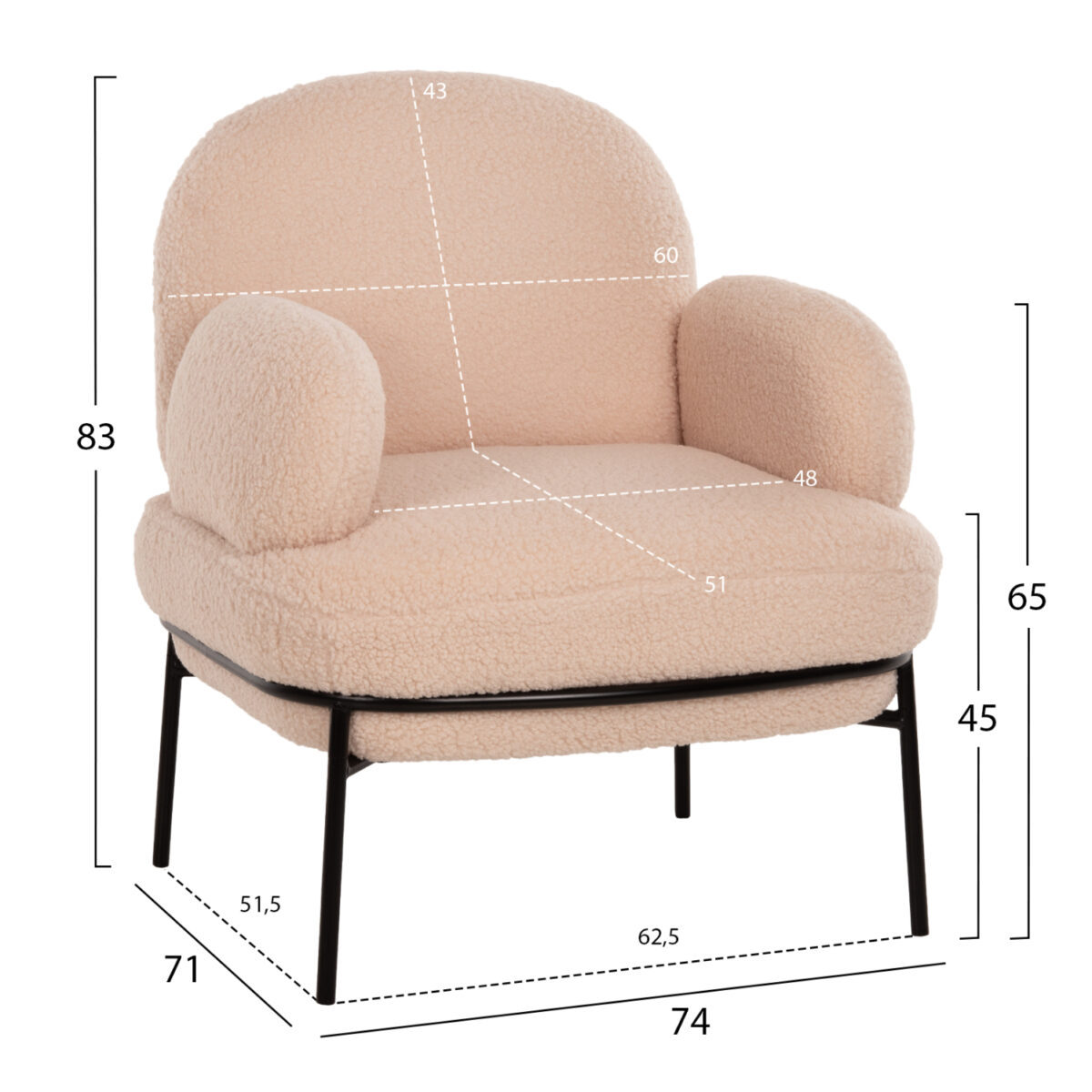 polythrona-fb9952520-ekroy-mpoykle-mayra-1 ΠΟΛΥΘΡΟΝΑ AGNES HM9525.20 ΕΚΡΟΥ ΜΠΟΥΚΛΕ-ΜΑΥΡΑ ΜΕΤΑΛΛΙΚΑ ΠΟΔΙΑ 74x71x83Υεκ. 2