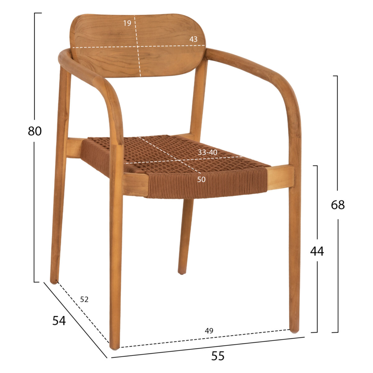 polythrona-fb9963601-xylo-teak-fysiko-ka-1 ΠΟΛΥΘΡΟΝΑ OSLO HM9636.01 ΞΥΛΟ TEAK ΦΥΣΙΚΟ & ΚΑΦΕ ΣΧΟΙΝΙ 55x54x80Y εκ. 2