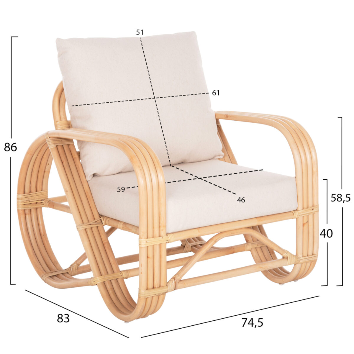 polythrona-fb99813-fysiko-rattan-kai-ley-1 ΠΟΛΥΘΡΟΝΑ BARONESS HM9813 ΦΥΣΙΚΟ RATTAN ΚΑΙ ΛΕΥΚΑ ΜΑΞΙΛΑΡΙΑ 81x90x92Yεκ. 2
