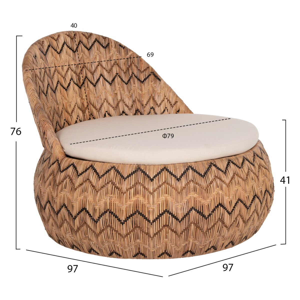 polythrona-stroggyli-fb95992-rattan-fysi-1 ΠΟΛΥΘΡΟΝΑ ΣΤΡΟΓΓΥΛΗ LADLON HM5992 RATTAN ΦΥΣΙΚΟ-ΕΚΡΟΥ ΜΑΞΙΛΑΡΙ 97x97x76Υεκ. 2