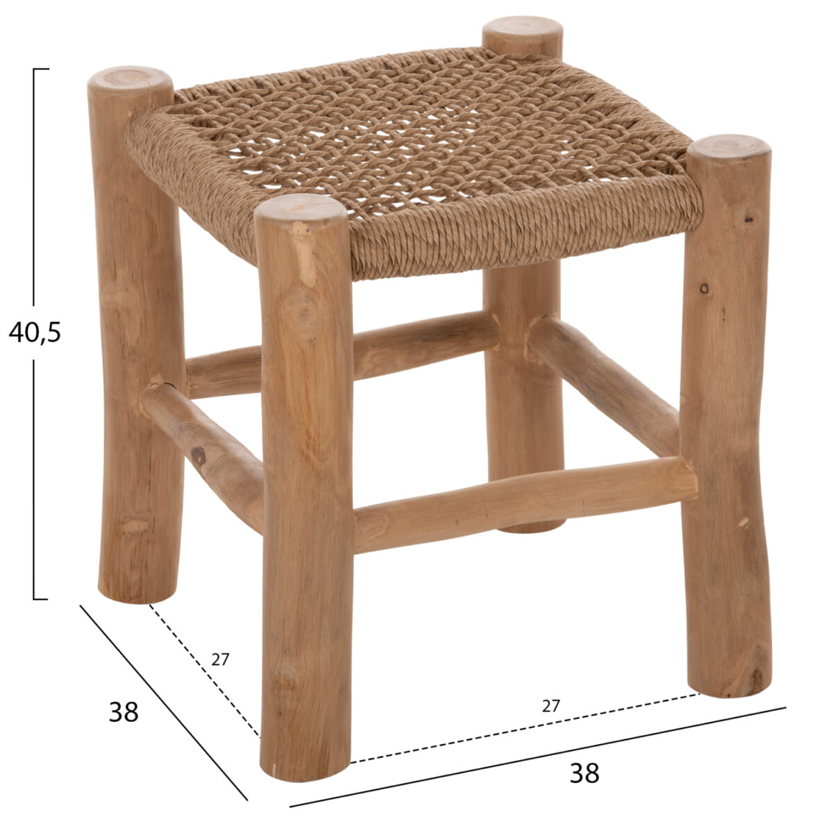 ΣΚΑΜΠΟ LONDER HM5987 ΞΥΛΟ ΤΕΑΚ ΚΑΙ ΣΥΝΘΕΤΙΚΟ RATTAN ΣΕ ΦΥΣΙΚΟ 38x38x40,5Υεκ. 2