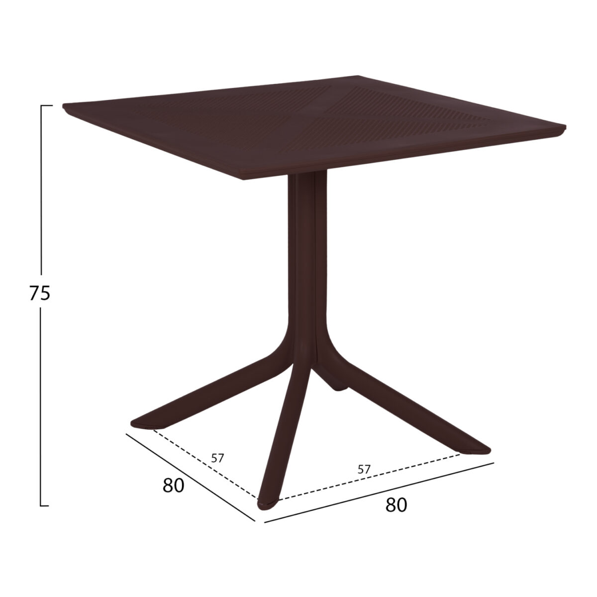 ΤΡΑΠΕΖΙ ΠΟΛΥΠΡΟΠΥΛΕΝΙΟΥ ΤΕΤΡΑΓΩΝΟ LUNAR HM5930.13 ΚΑΦΕ 80x80x75Yεκ. 2