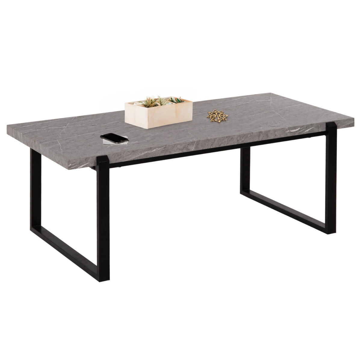 ΤΡΑΠΕΖΙ ΣΑΛΟΝΙΟΥ SHABEN HM9585.02 MDF ΓΚΡΙ ΜΑΡΜΑΡΟ-ΜΑΥΡΗ ΜΕΤΑΛΛΙΚΗ ΒΑΣΗ 120x60X46Yεκ. 1