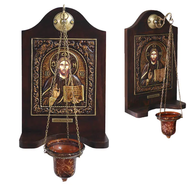 13-00-439-KANTILI-MIKRO438b ΕΙΚΟΝΟΣΤΑΣΙ ME ΑΛΥΣΙΔΑ/ΚΡΕΜΑΣΤΟ ΓΥΑΛΙ ΧΡΙΣΤΟΣ ΕΥΛΟΓΩΝ (ΜΕ ΠΑΓΩΝΙΑ) - 24x40cm 1