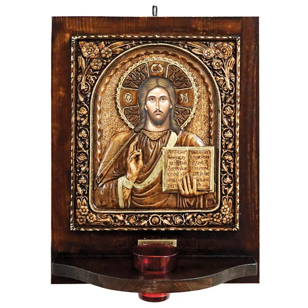 424-2016b ΕΙΚΟΝΟΣΤΑΣΙ ME ΓΥΑΛΙ (3238) ΧΡΙΣΤΟΣ ΕΥΛΟΓΩΝ - 32x41cm 1