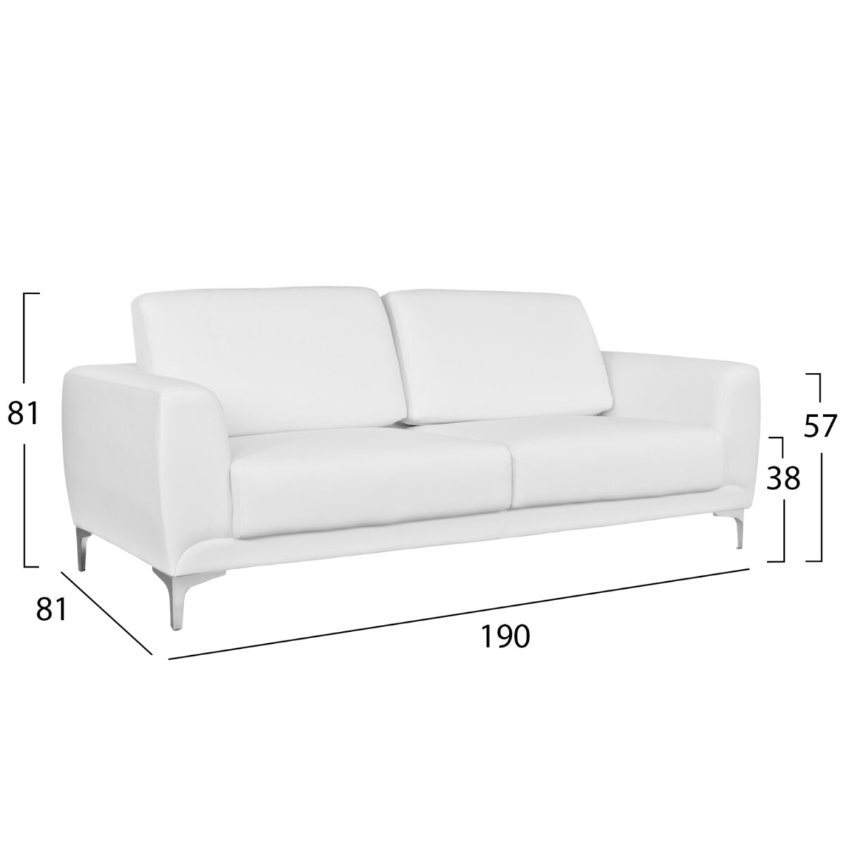 ΚΑΝΑΠΕΣ 3ΘΕΣΙΟΣ KENZIE HM3121.32 ΜΕ ΛΕΥΚΟ PU 190x81x81 εκ. 2