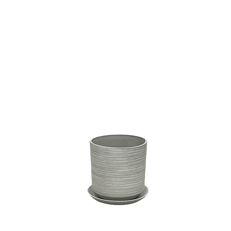 06-10005-XS STONE POLYRESIN ΚΑΣΠΩ ΜΕ ΠΙΑΤΟ ΓΚΡΙ ΠΑΛΙΟ ΠΗΛΙΝΟ ΜΙΝΙ - Φ21x21.8cm 1