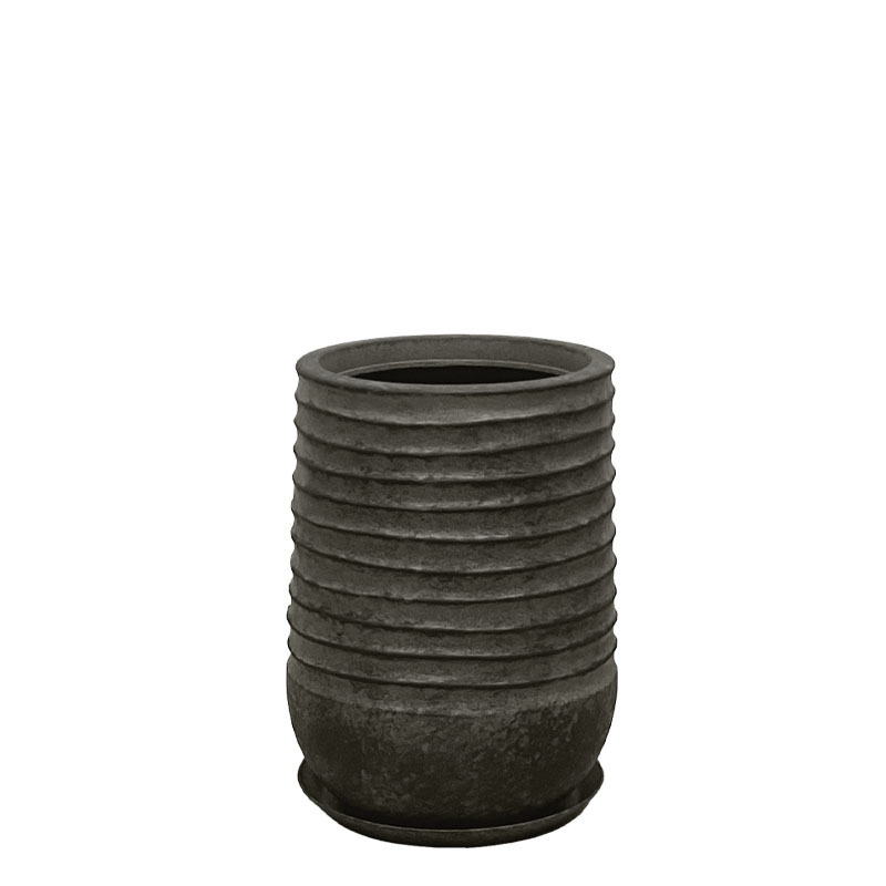 06-10020-S POLYRESIN ΚΑΣΠΩ ΜΕ ΠΙΑΤΟ ΣΕΤ/6 ΜΑΥΡΟ ΠΑΛΑΙΩΜΕΝΟ ΒΑΡΕΛΙ ΜΙΚΡΟ - Φ28x37cm 1
