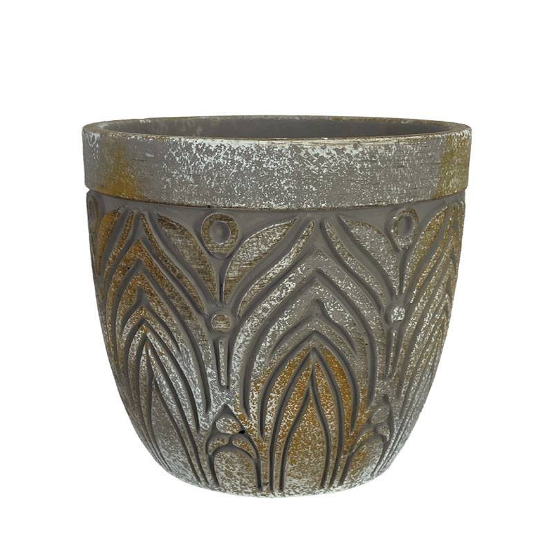 06-20009 ΚΑΣΠΩ ΣΤΡΟΓΓΥΛΟ ΚΑΦΕ ΠΑΛΑΙΩΜΕΝΟ ΑΝΑΓΛΥΦΟ MOTIBO ΦΥΤΑ ΜΕΓΑΛΟ - Φ16.5x16cm 1/12ΚΙΒ 1