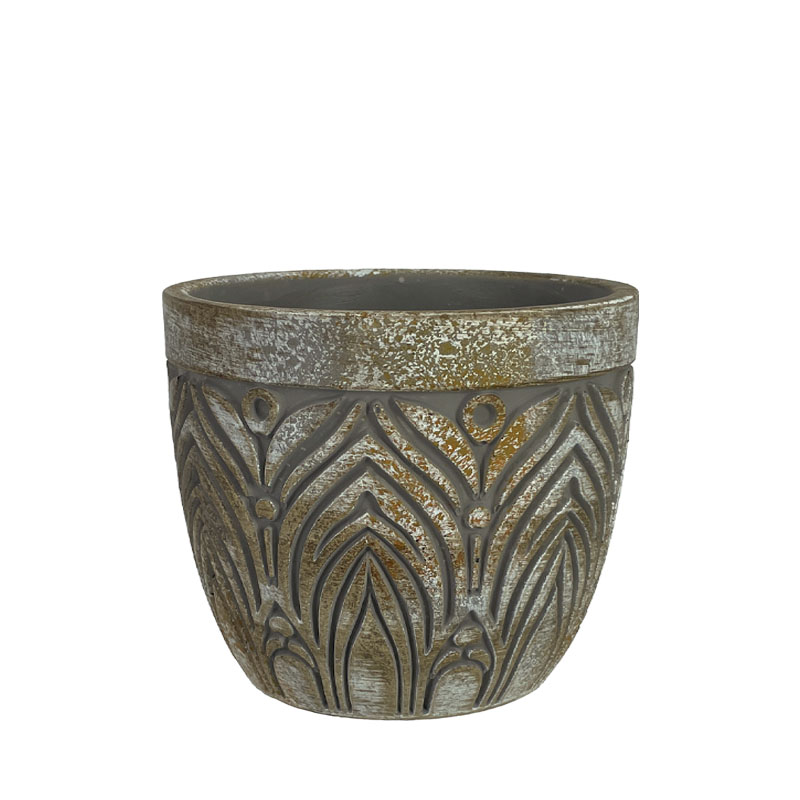 06-20010 ΚΑΣΠΩ ΣΤΡΟΓΓΥΛΟ ΚΑΦΕ ΠΑΛΑΙΩΜΕΝΟ ΑΝΑΓΛΥΦΟ MOTIBO ΦΥΤΑ ΜΕΣΑΙΟ - Φ14.5x14cm 1/18ΚΙΒ 1