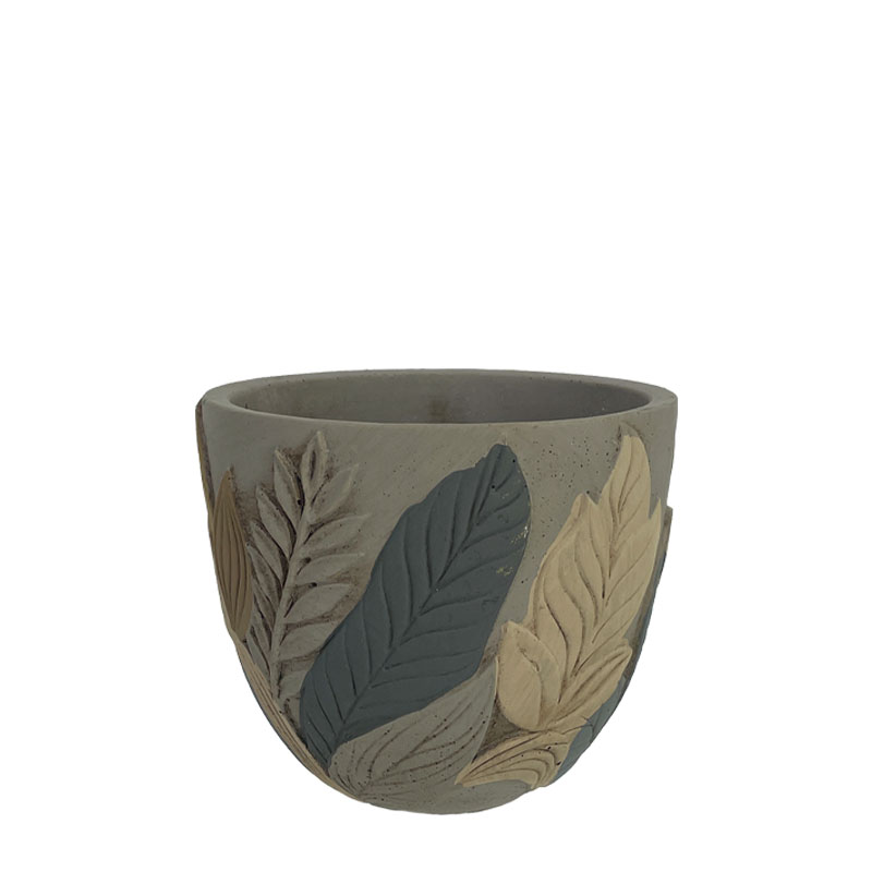 06-20017 ΚΑΣΠΩ ΣΤΡΟΓΓΥΛΟ ΓΚΡΙ/ΚΑΦΕ/ΕΚΡΟΥ ΑΝΑΓΛΥΦΑ ΦΥΛΛΑ ΜΙΚΡΟ - Φ14.x12.5cm 1/18ΚΙΒ 1